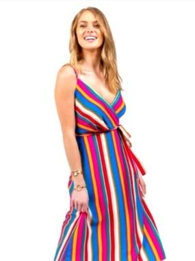 Blue Rain Multicolor Striped Midi Dress